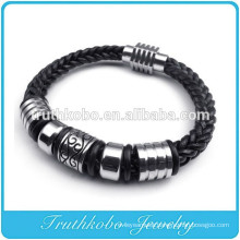 Fashion Vintage Rope DIY Transfer beads leather Bracelets For Woman Wholesale Black Guninue Leather Bracelets